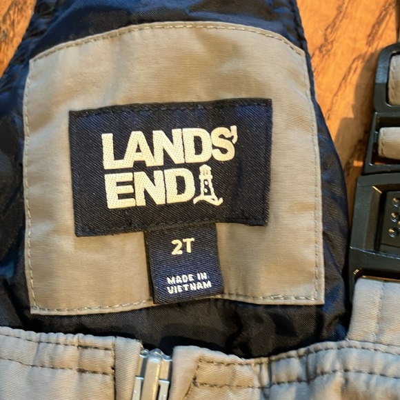 Squall Snow Bibs Iron Knee waterproof Gray Lands End size 2t - Picture 2 of 3